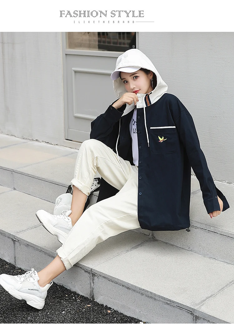 2013# Photo Shoot Hooded Shirt Women's New Style Korean-style Students Loose Casual Long-sleeved Shirt Jacket