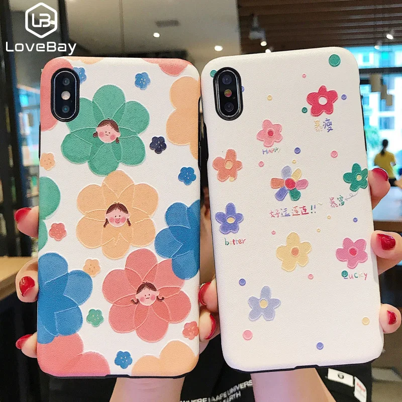 Lovebay милый цветочный чехол для iPhone X XR XS Max цветочные шелковые чехлы 6 6s 7 8 Plus Мягкий