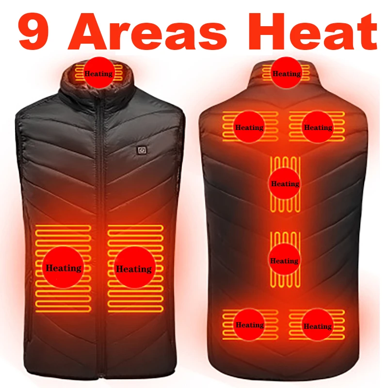 Heated Jacket Usb Heated Vest Men Winter Body Warmer Heating Jacket Men Outdoor Electric Self Heated Vest Waistcoat Veste Plus Size 6XL
