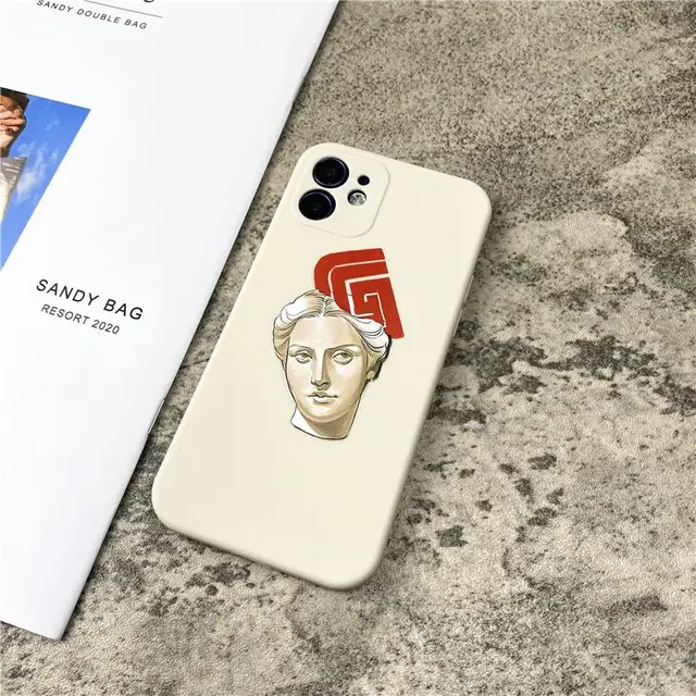 Luxury David statue soft Case For iPhone 11 12 Pro Max mini 7 8 6 6S Plus XR X XS MAX se Liquid silicone phone Cover fundas capa A