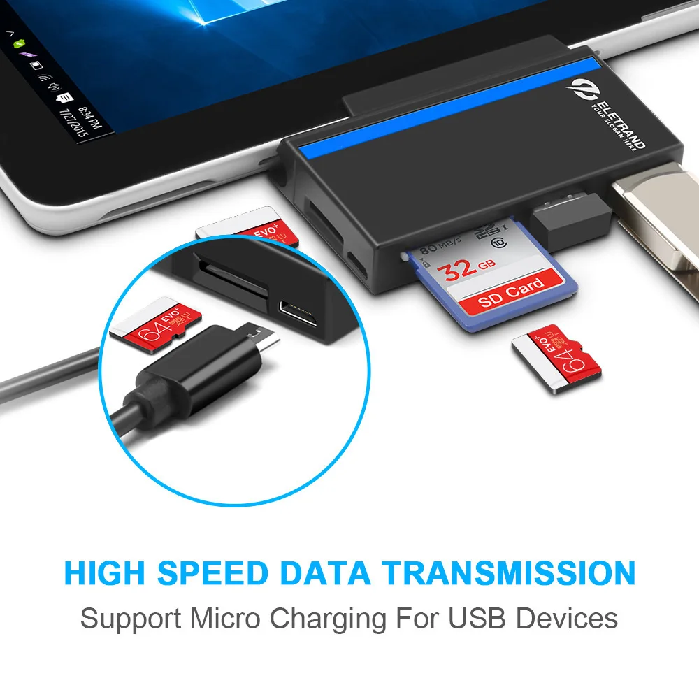 

Утхай RT-SGO727 Многофункциональный высокого Скорость USB3.0 концентратор usb, SD, TF Card Reader подходит для большинства поверхностного монтажа Go
