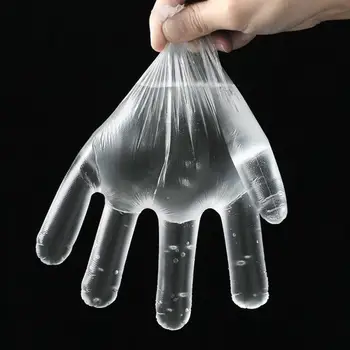 

200Pcs Disposable Gloves Catering Hair Products Eating Lobster Thicken Transparent Plastic PE Film Gloves Cooking Gloves
