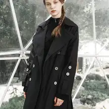 Панк рейв Женские пули с отложным воротником двубортные пальто PY-426XC