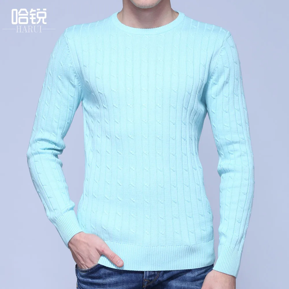 Solid O-neck Men Knitted Pullover Sweater England Style Mens Long Sleeve Pullover Black White Mens Designer Sweater