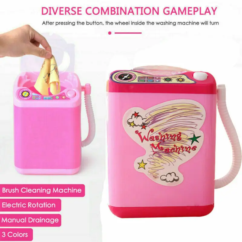 How to buy Price for  Baby Funny Toys Mini Electric Washing Machine Cosmetic Sponge Makeup Brushes Cleaner Toy Wash Tools