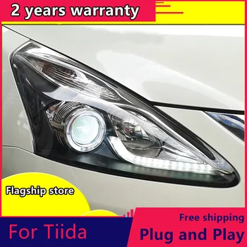 

Car Styling for Nissan Tiida Headlights 2011-2015 Tiida LED Headlight DRL Lens Double Beam H7 HID Xenon bi xenon lens
