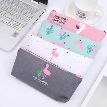 

Flamingo Pencil Case Novelty Cartoon Pencil Bag Student Stationery Kawaii Bag High Capacity Pen Case Korean Bag School Supplies