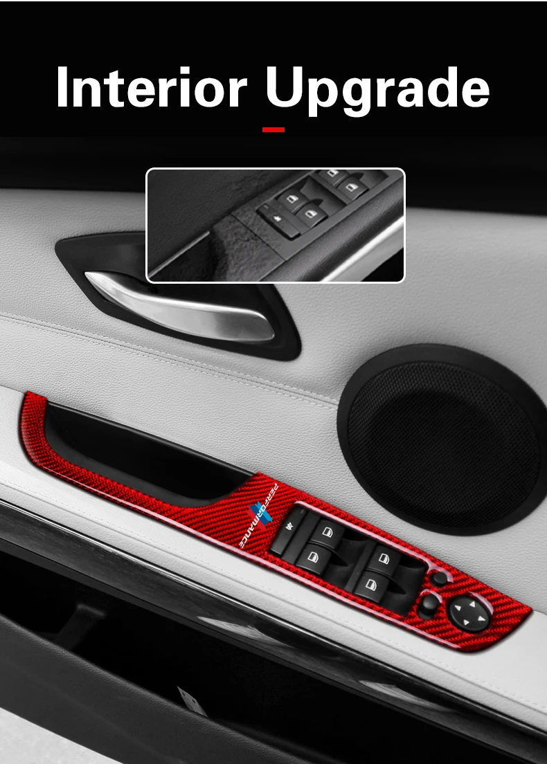 Автомобильный интерьер из углеродного волокна М МОЩНОСТЬ производительность переключатель окна Декор панель подлокотника наклейки для авто для BMW e90 e92 e93 аксессуары