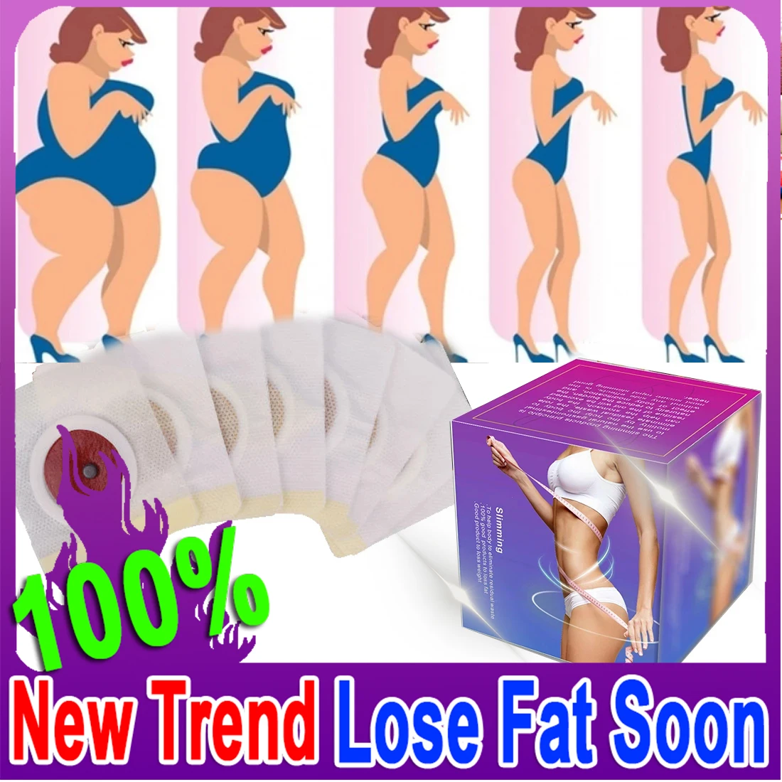 100pcs Strongest Fat Burning Cellulite Slimming Diets patch Weight Loss Products Detox Face Lift Decreased Appetite Night Enzyme | Красота и