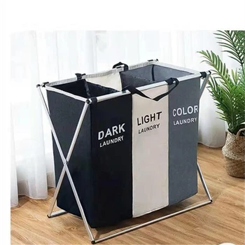 

Laundry Hamper Foldable Laundry Basket with 3 Section Large Dirty Clothes Sorter