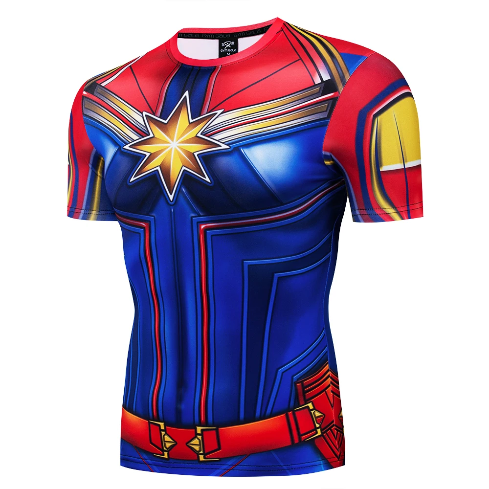 

Captain America Superman 3D Compression T Shirt Men Summer Breathable Men T-Shirt Bodybuilding Short Sleeve Suitable for gym