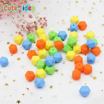 

Cute-idea 300pcs Hexagon Silicone Beads Teething 17mm Baby Biting Bead Teeth Necklace DIY Chewable Silicona Denticion Jewelry