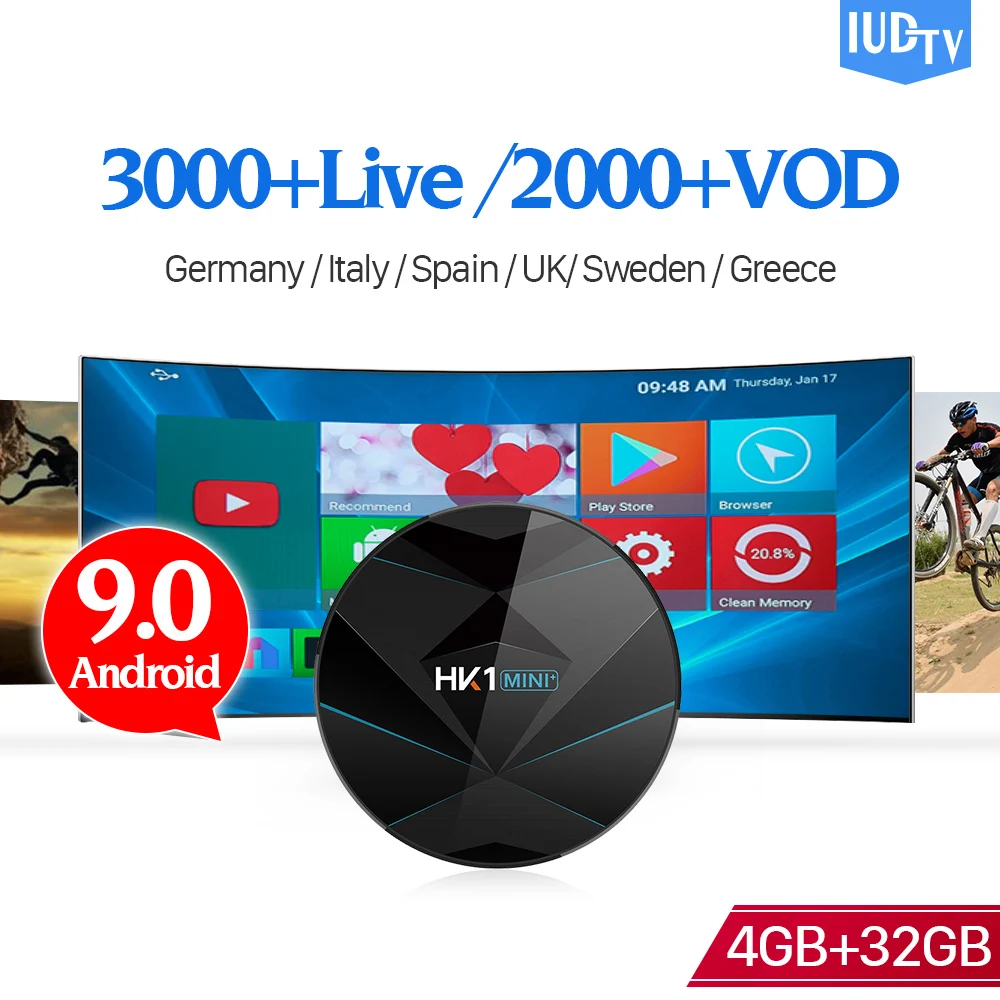 

Sweden Spain IPTV France Android 9.0 Tv Box With 1 Year IUDTV Code HD IPTV Subscription Portugal France Arabic Germany IP TV