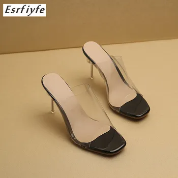 

ESRFIYFE 2020 New Summer Women Slippers Open Toe PVC Transparent Shoes Women Clear Slippers Hallow High Heel Slipper Sexy Shoes
