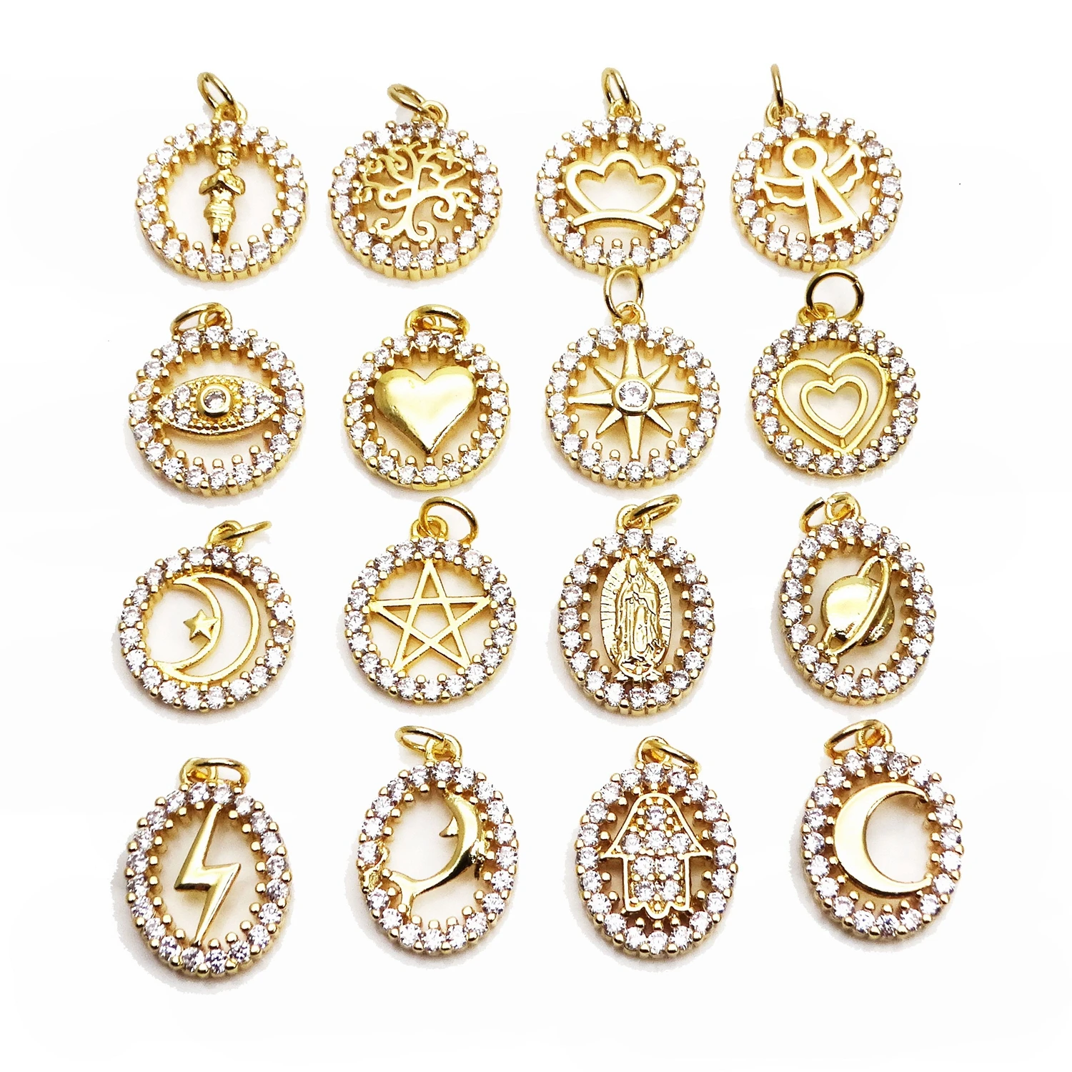 Jesus virgin Little charms pendant Magic eye moon copper gold plated palm hand angel pendant DIY