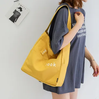 

New Korean Simple Women Package Elegant Canvas Bag Handbags Japanese Literary Shoulder Bags Casual Shopping Tote Girls Handbag