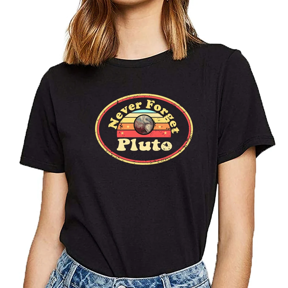Женская футболка с надписью never forget pluto в стиле ретро Астрология Хлопковая