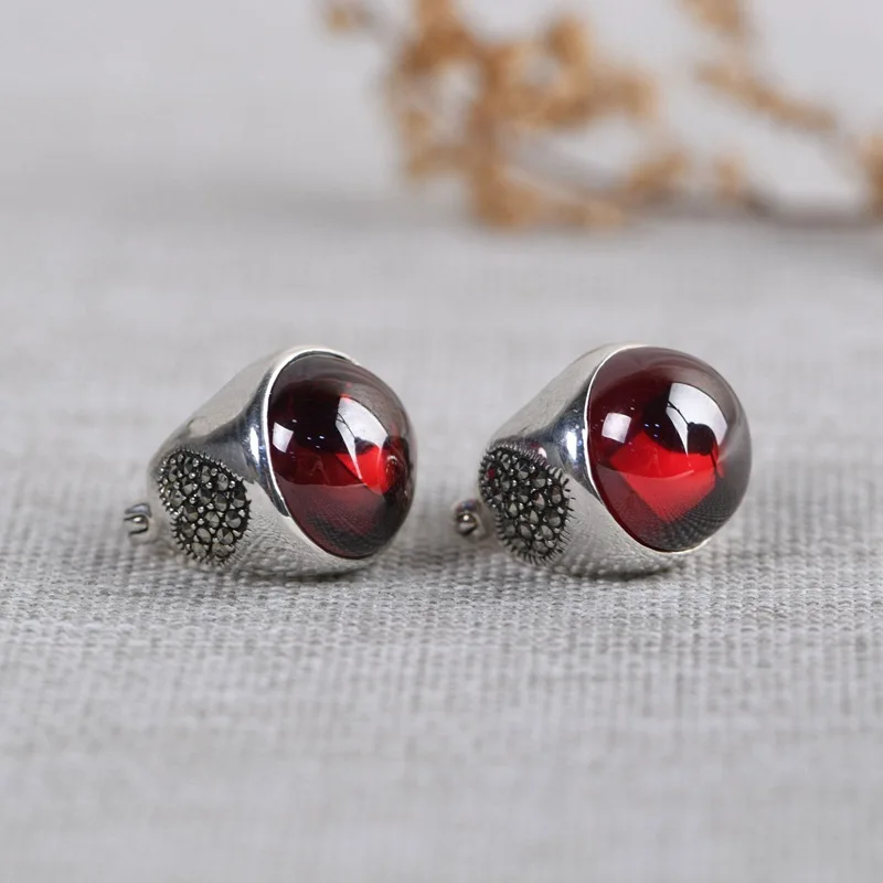 

FNJ 925 Silver Heart Hoop Earrings for Women Jewelry New Simple 100% Pure S925 Silver Sterling Earring Red Cubic Zircon