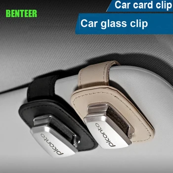 

Genuine leather car sunshade car glass clip holder sticker For kia picanto