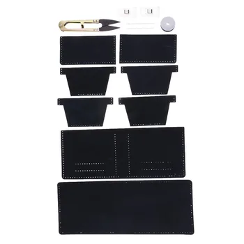 

Leather Purse Wallet Complete Kit with Pre-cut Pre-punched Leather Needle Thread Scissor