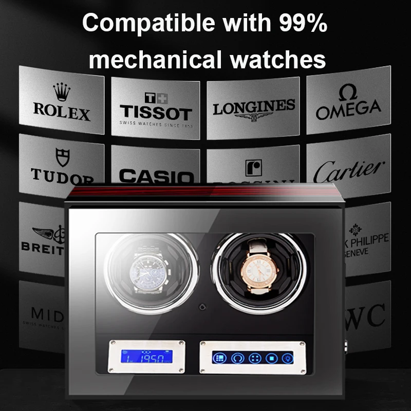 Luxury Automatic wood watch box watch winder with Mabuchi motor LCD touch remontoirs de montres mechanical Watch winder box watch winder