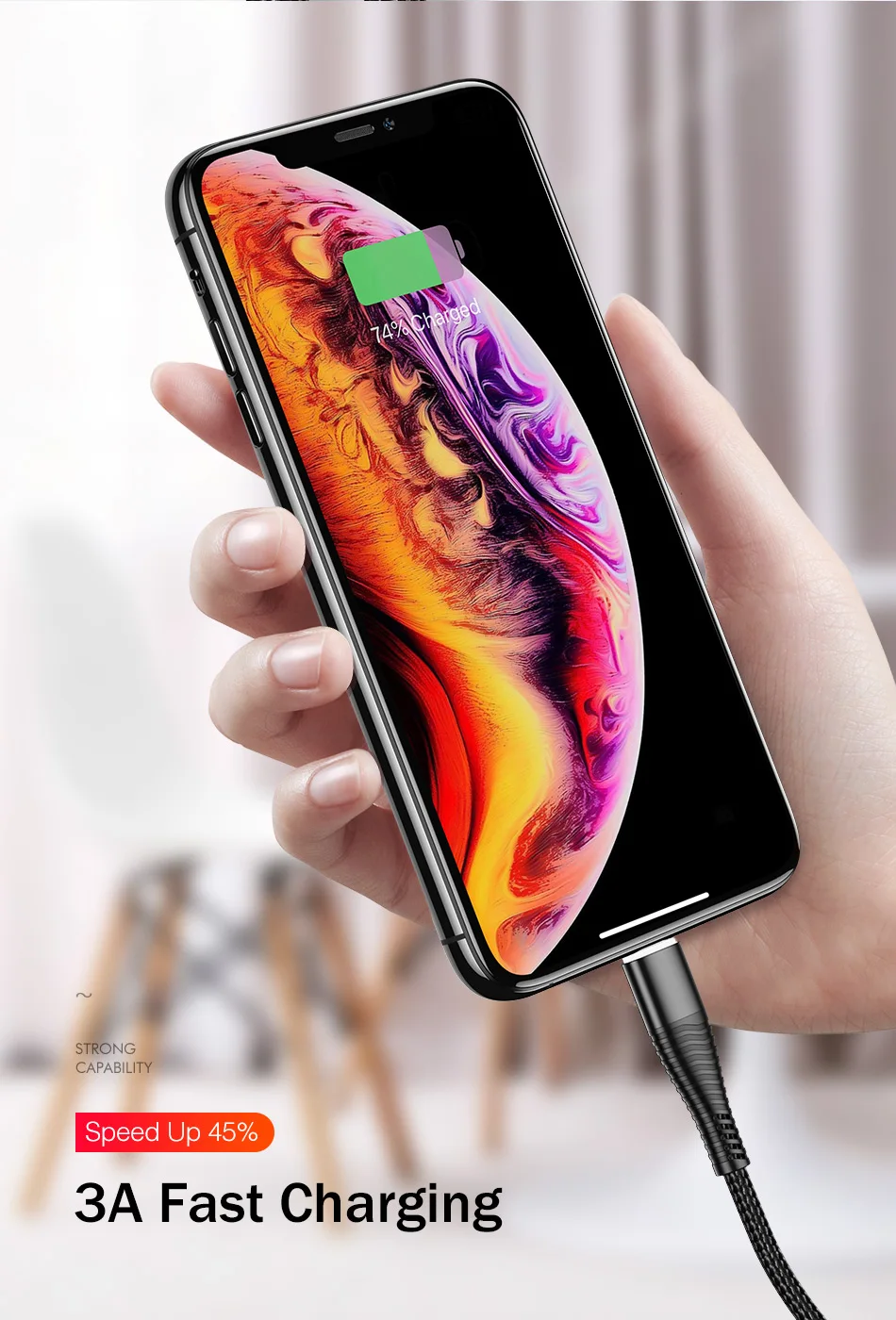 REDNUT USB кабель для iPhone 11 Pro XS MAX XR X 8 7 6s Plus 5S 3A освещение Быстрая зарядка зарядное устройство для мобильного телефона шнур для передачи данных для iPad