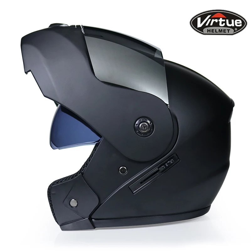 Профессиональный гоночный шлем модульный с двойными линзами мотоциклетный шлем флип-ап шлем безопасные шлемы КАСКО емкость шлем мото S-XL - Color: Matte black3