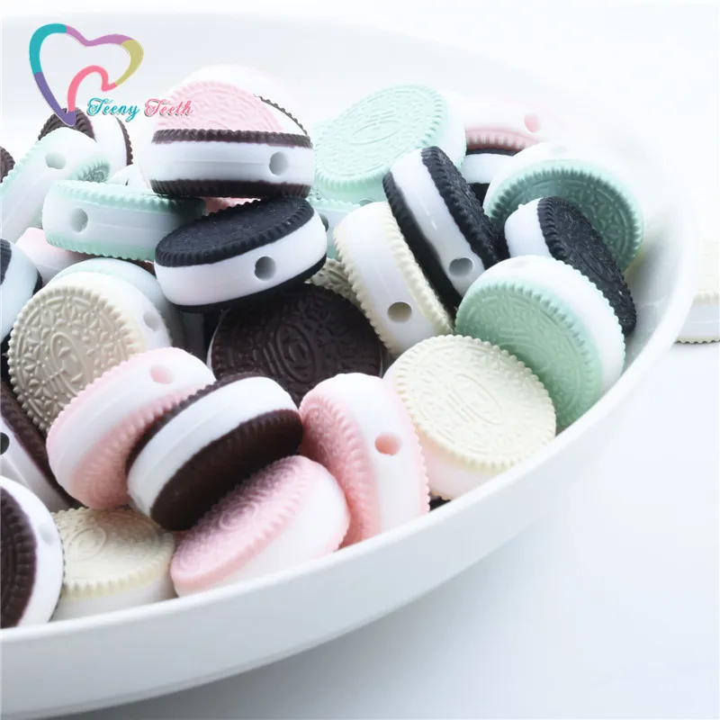 

5 PCS Silicone Beads Mini Biscuit Food Grade Silicone Pacifier Chain Accessories Baby Teething Toys Nursing Necklace Making