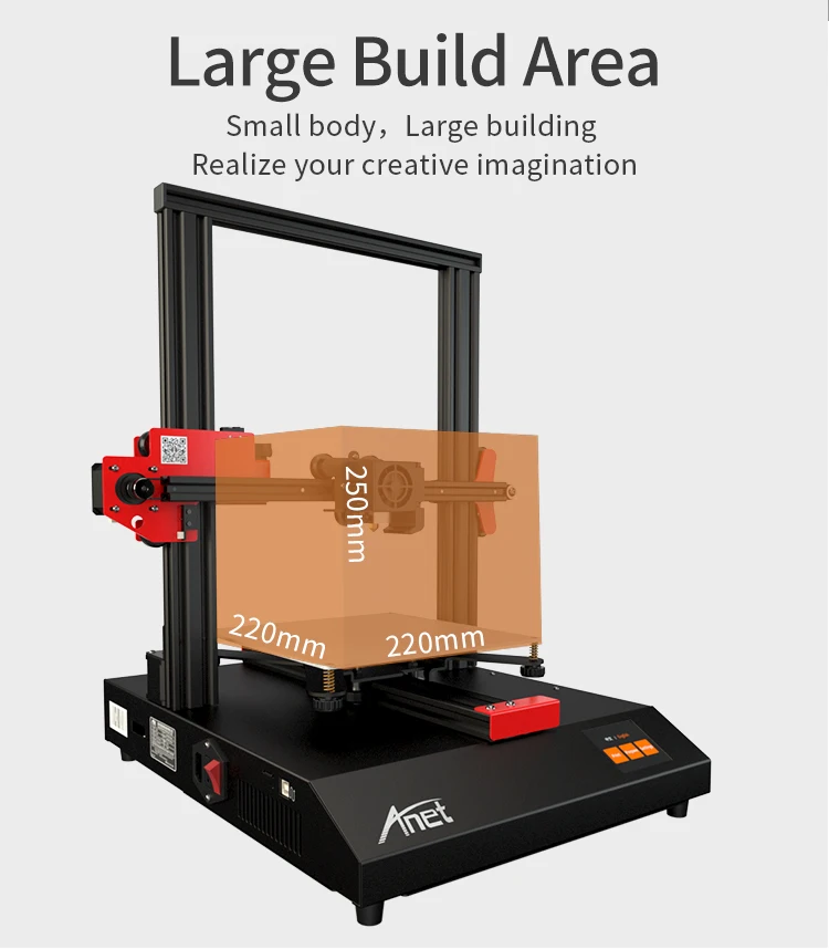 Anet Et4 a8 Plus 3d Impressora Kit de Impressão Diy Tamanho 220*220*250 Milímetros de Alta Precisão da Liga de Alumínio Quadro Fdm Impressora 3d com Filamento 3d 19 Anet et4 a8 mais impressora 3d kit