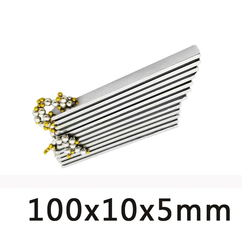 3/5/10pcs NdFeB magnet N35 Super Strong Block Cuboid Neodymium Magnets 100mm x 10mm 5mm Rare Earth 100*10*5mm | Обустройство дома
