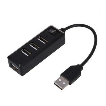 

USB 2.0 4 Ports High Super Speed Hub On Off Switch LED for PC Laptop Black