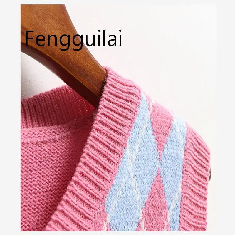 FENGGUILAI, модные повседневные топы, пуловер, эластичный свитер, весна-осень, Женский вязаный жилет без рукавов с v-образным вырезом