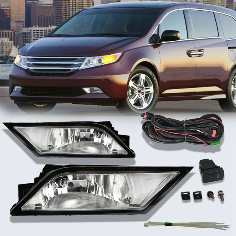Для 2011-2013 Honda Odyssey Прозрачный бампер вождения Противотуманные фары+ переключатель левый+ правый США издание