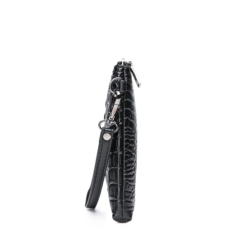 

Crocodile Pattern Handbag Business Men-Style Fashion Clutch Bag Zipper Wallet Large Capacity Embossed Leather Bag