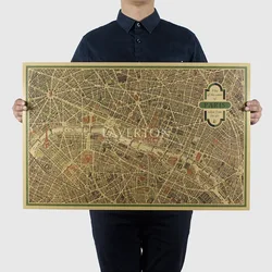 Affiche de carte de grande taille, 1959x47cm, dessin à la main rétro de Paris, édition 72.5, décoration de la maison, tableau mural, Bar, café, Pc001 