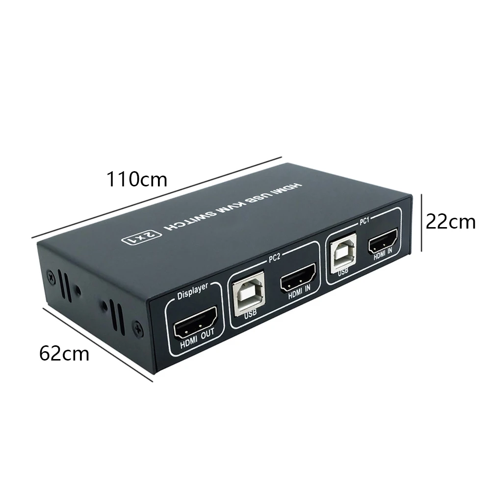 Распределительная KVM коробка переключения школьный UHD 4K 1080P Управление несколькими устройствами двойной USB 2 в 1 выход HDMI металлическая клавиатура мышь видео дисплей
