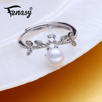 

FENASY 925 Sterling Silver Ring Romantic Natural Freshwater Pearl Rings For Women Female Party Wedding Fine Jewelry