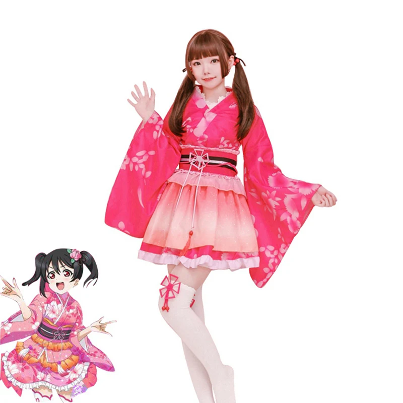 B Love Live Косплей костюмы Kotori Minami косплей кимоно Tojo Nozomi Nico костюм LoveLive фестиваль костюм Хэллоуин игра - Цвет: B