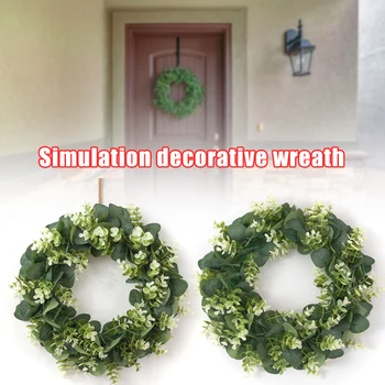 

New Simulation Eucalyptus Money Leaf Artificial Wreath Door Decoration Flower DIY Wedding Home Party Pendant Wall Hanger SMD66