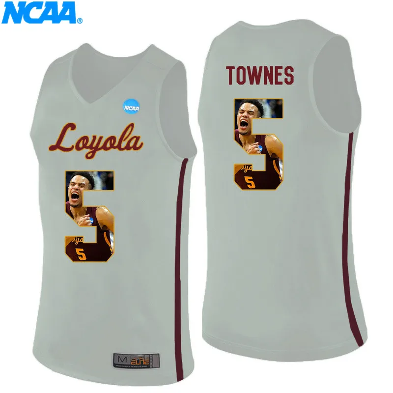Новое поступление высокое качество Loyola(Chi) Ramblers Лукас вильямсон#1 Towns#5 футболки для колледжа Ограниченная серия майки S-XXXL - Цвет: 8