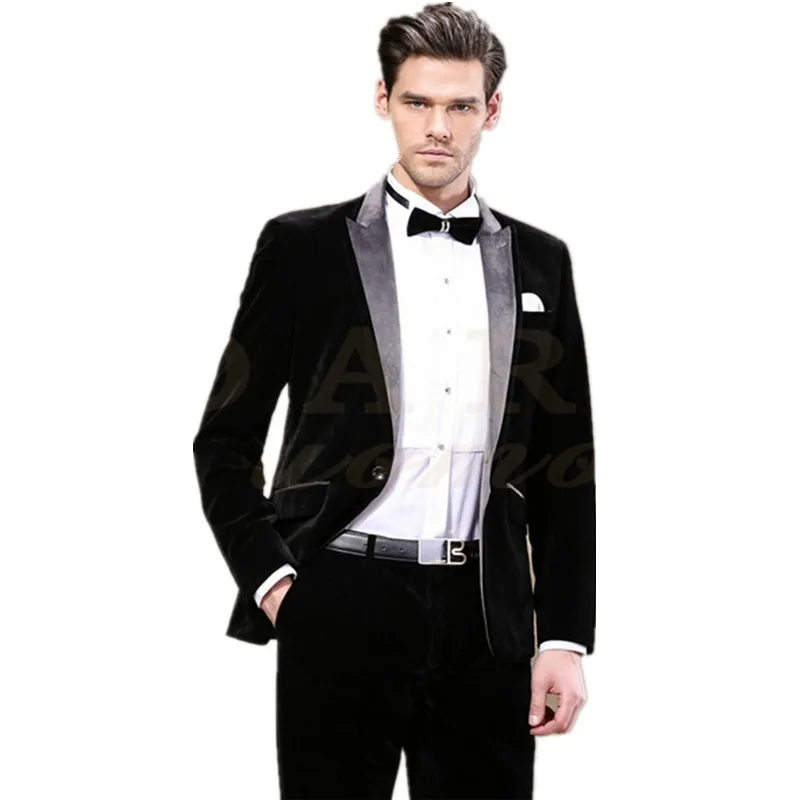 

Men's suits 2 Piece Set Wedding Velvet Groom Tuxedos Groomsman Best Man Suits suits (coat + pants) terno masculino