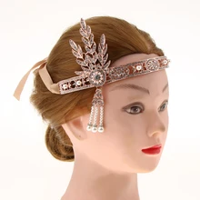 

Rhinestone Pearl Wedding Headband 1920s Fascinator Party Headpiece