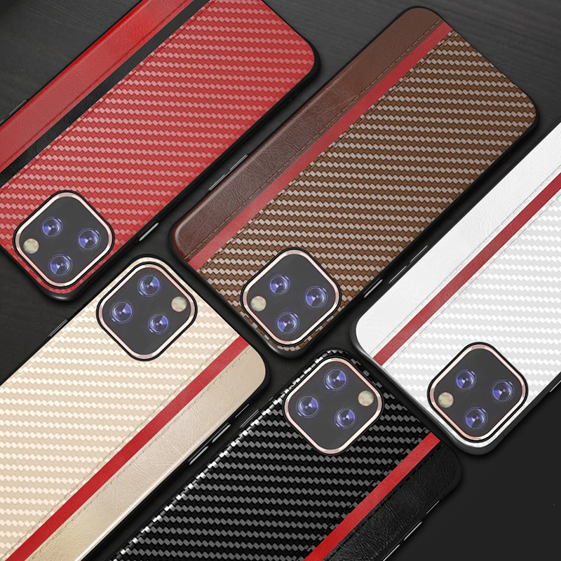 Retro Slim Thin Carbon Case For iPhone 11 Pro Max XS XR X 8 7 6 S Plus Phone Shell Back Cover iPhone11 coque On |