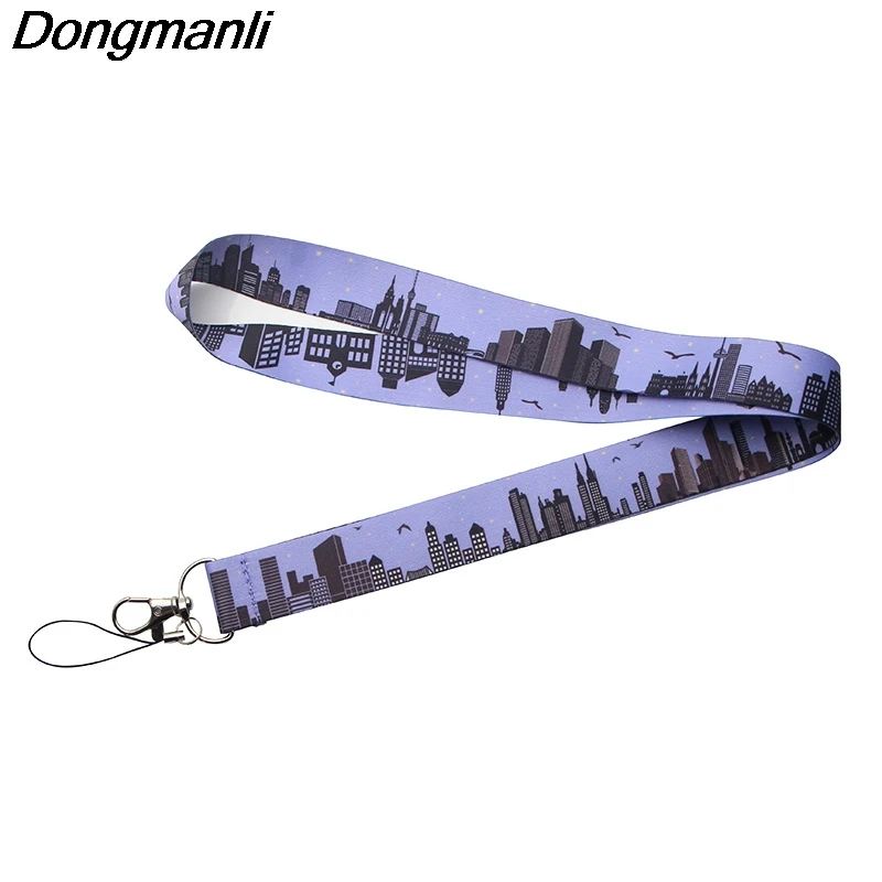 PC196 20 шт./лот ночной город брелок Lanyards Id бейдж держатель ID карты Пропуск Тренажерный зал мобильный телефон USB бейдж держатель для ключей