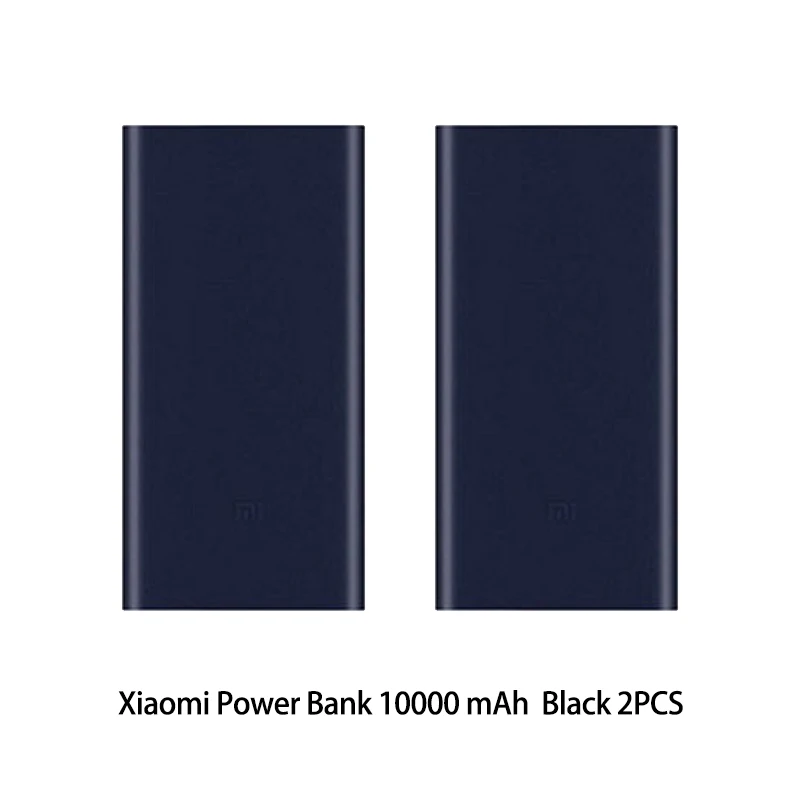 10000 мАч Xiao mi power Bank 2 Внешний аккумулятор для быстрой зарядки Dual-USB портативный Alu mi nium Быстрая зарядка mi power внешний аккумулятор - Цвет: Black 2PCS