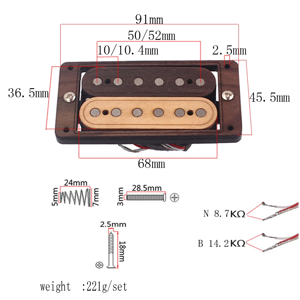 Hand Wound Maple Wood Bridge Neck Pickup Humbucker for Fender Style Guitar Instrument Accs