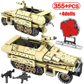 

City Diy Armored Car Bricks For WW2 Military German Empires of Steel Assault Trucks Building Blocks Toys For Children