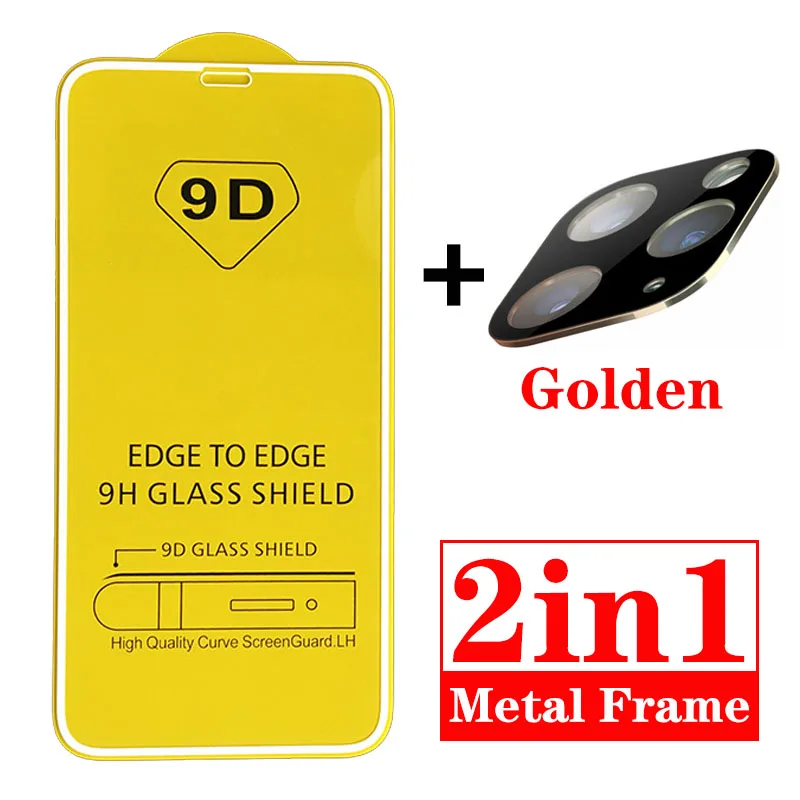 White Gold 2 в 1, защитная пленка для экрана, полное Защитное стекло для iPhone 11 Pro Max, задняя пленка для объектива камеры, металлическое закаленное стекло для iPhone 11 Pro - Цвет: White Gold