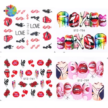 

1 Sheet Cool Girl Water Nail Stickers Sexy Lips Wraps Cartoon Sliders Decals Colorful Tips for Nail Decoration Manicure