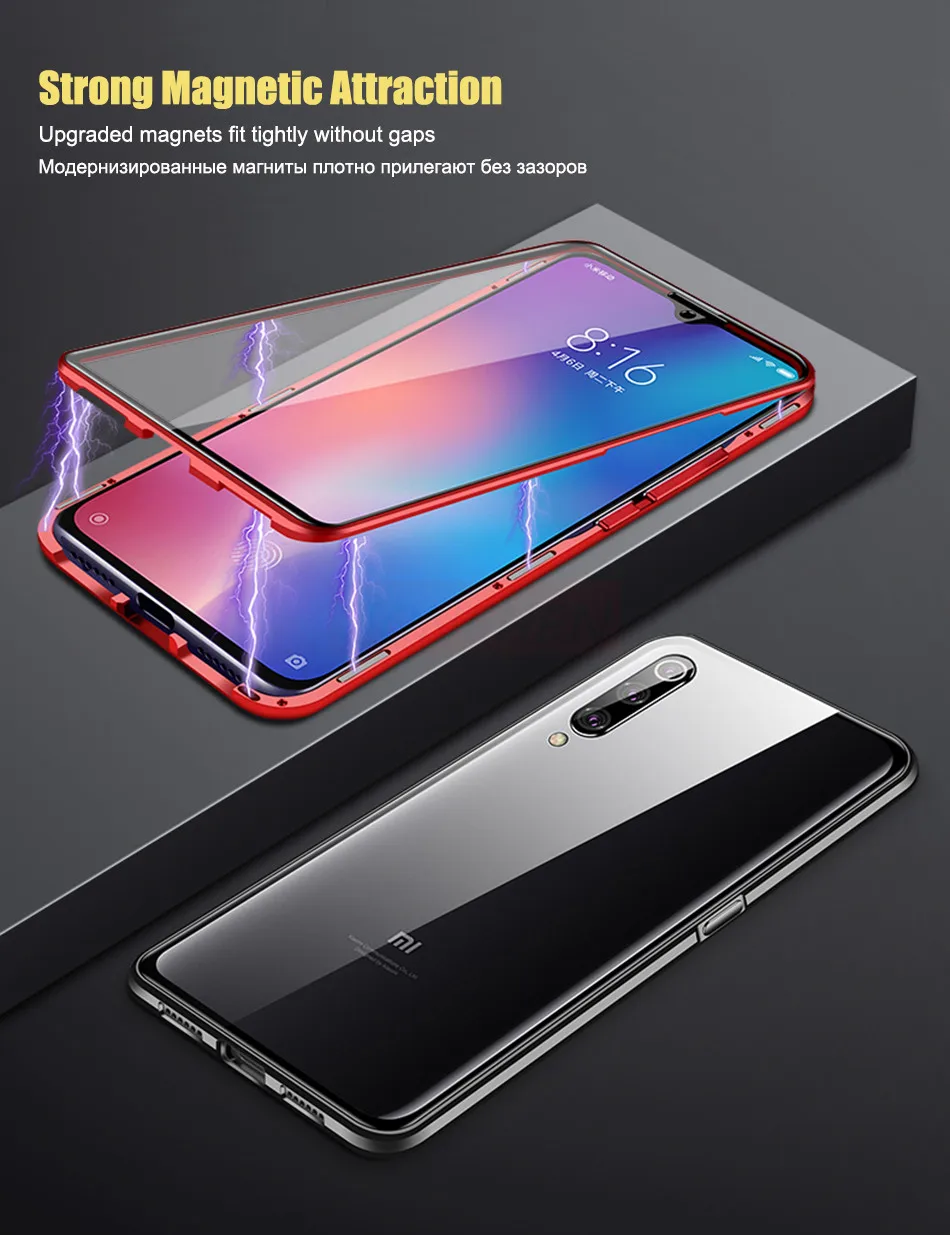Чехол с двойным стеклом для Xiaomi 8 9 SE 9T CC9 Pro CC9E Note 10 Max3 Mix 2s 3 360 магнитный чехол для Redmi 7 8 Note 8T K20 K30 Pro
